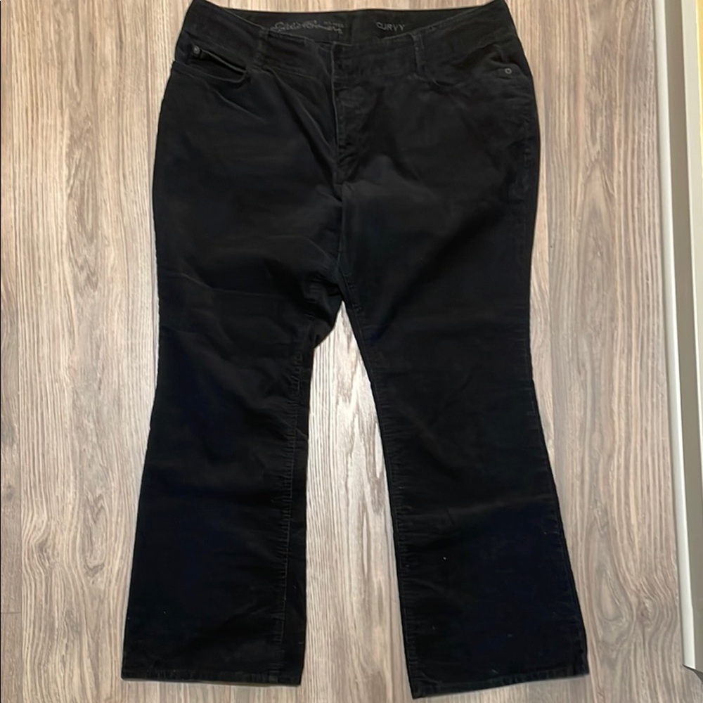 Eddie Bauer Black Corduroy Pants Petite 16 Curvy Fit